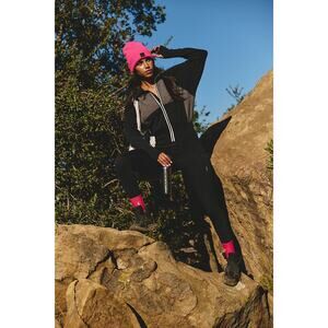 NWT Free People Movement Keepin Cozy One Piece Sz XS Black Gray Base Layer Warm